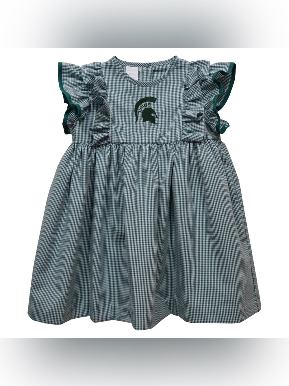 NWT Vive La Fete Michigan State Spartans Embroidered Gingham Ruffle Dress